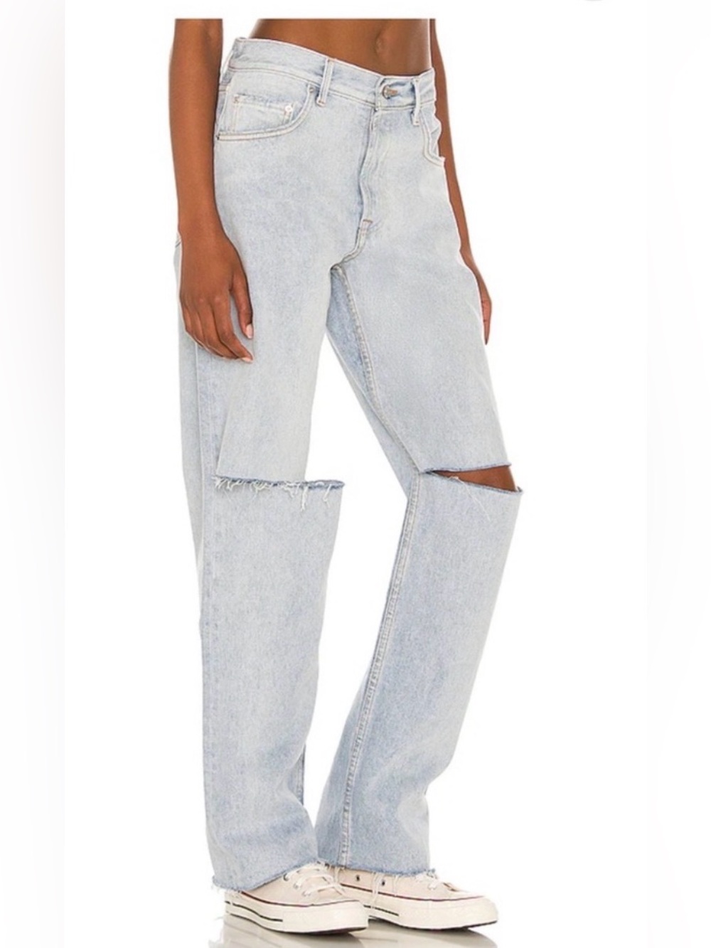 GRLFRND Bella Low Rise
Boyfriend Denim In Light Blue Color